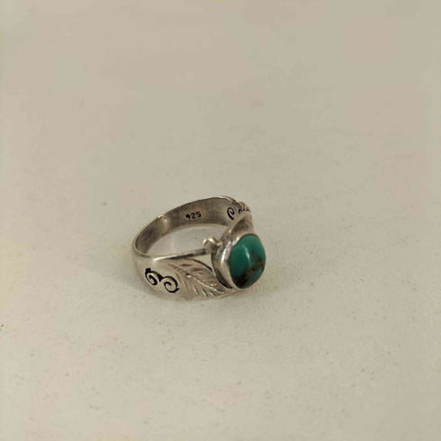 925刻印 リーフデザインストーンシルバーリング メンズ 12