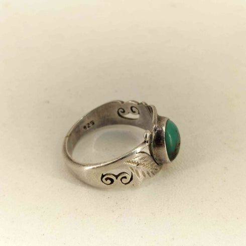 925刻印 リーフデザインストーンシルバーリング メンズ 12