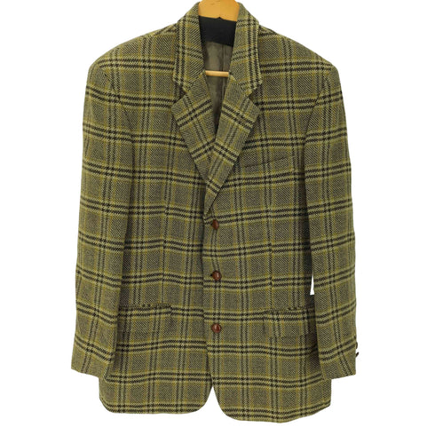 rita rossi イタリア製 裏地総柄 レーヨン混 ツイード チェック 3B テーラード ジャケット メンズ import:M