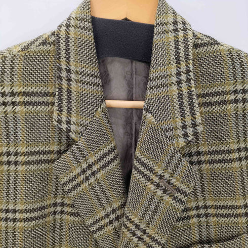 rita rossi イタリア製 裏地総柄 レーヨン混 ツイード チェック 3B テーラード ジャケット メンズ import:M