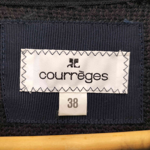 クレージュ courreges ラビットファー付き フーディ ジップアップ ショート ウールコート レディース JPN:38