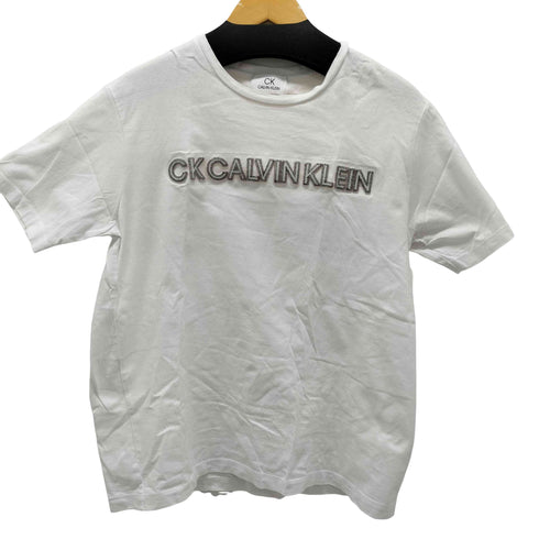 シーケーカルバンクライン ck Calvin Klein ロゴフロッキープリント クルーネックTシャツ レディース import:XL