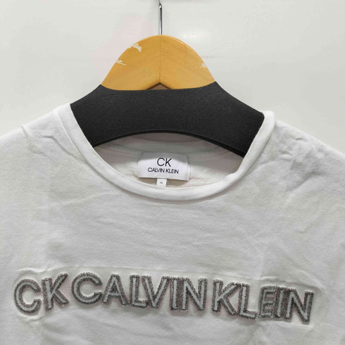 シーケーカルバンクライン ck Calvin Klein ロゴフロッキープリント クルーネックTシャツ レディース import:XL