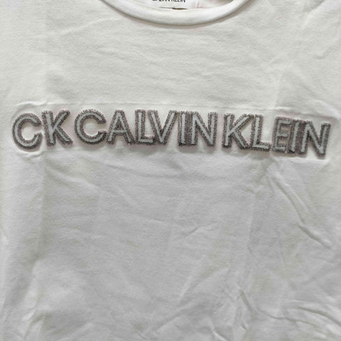シーケーカルバンクライン ck Calvin Klein ロゴフロッキープリント クルーネックTシャツ レディース import:XL