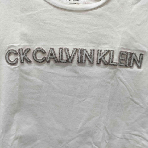 シーケーカルバンクライン ck Calvin Klein ロゴフロッキープリント クルーネックTシャツ レディース import:XL