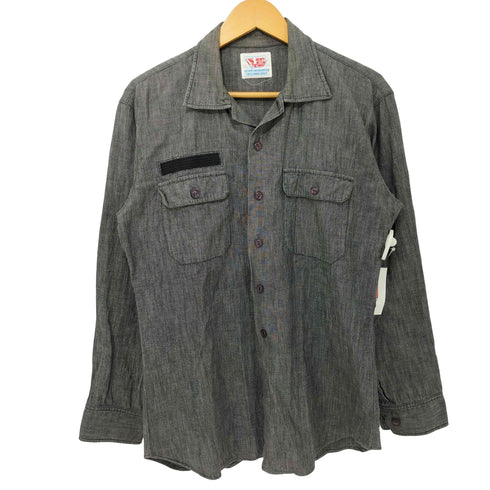 テンダーロイン TENDERLOIN 00s 初期ステーキタグ 猫目 ベークライトボタン レギュラーカラー ブラック シャンブレー シャツ メンズ JPN:L