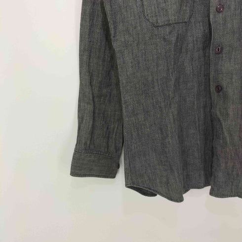 テンダーロイン TENDERLOIN 00s 初期ステーキタグ 猫目 ベークライトボタン レギュラーカラー ブラック シャンブレー シャツ メンズ JPN:L