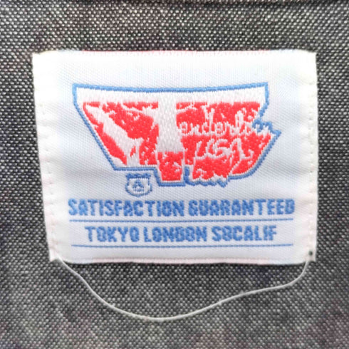 テンダーロイン TENDERLOIN 00s 初期ステーキタグ 猫目 ベークライトボタン レギュラーカラー ブラック シャンブレー シャツ メンズ JPN:L