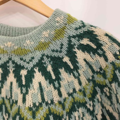 scoop ノルディック柄 マルチカラー クルーネックニット レディース