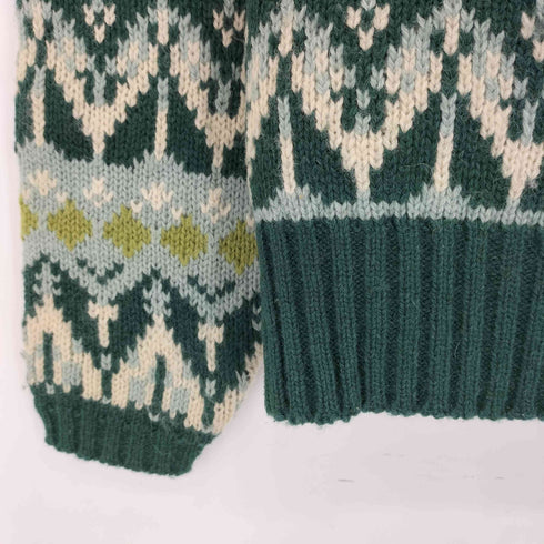 scoop ノルディック柄 マルチカラー クルーネックニット レディース