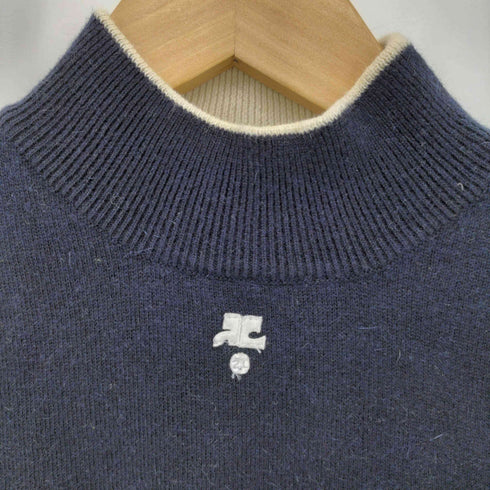 クレージュ courreges フロントロゴ モックネック タイト 半袖ニット レディース 38
