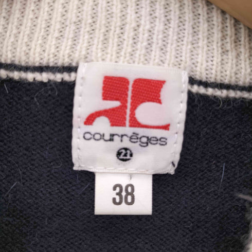 クレージュ courreges フロントロゴ モックネック タイト 半袖ニット レディース 38