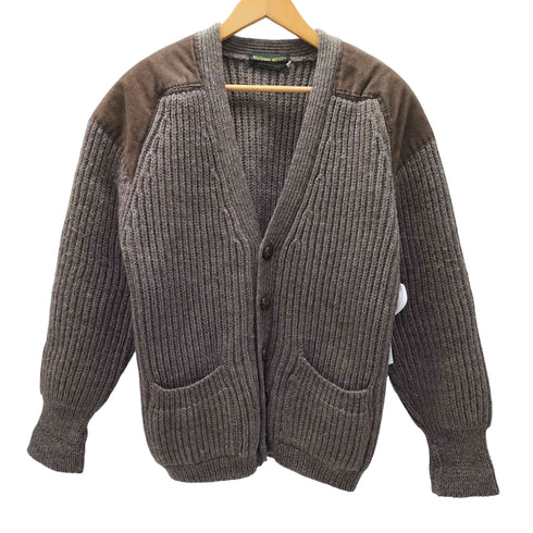 WARREN SCOTT 英国製 PURE NEW WOOL スウェード レザー パッチ ニット カーディガン メンズ import:M