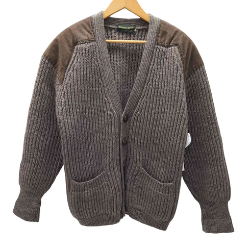 WARREN SCOTT 英国製 PURE NEW WOOL スウェード レザー パッチ ニット カーディガン メンズ import:M