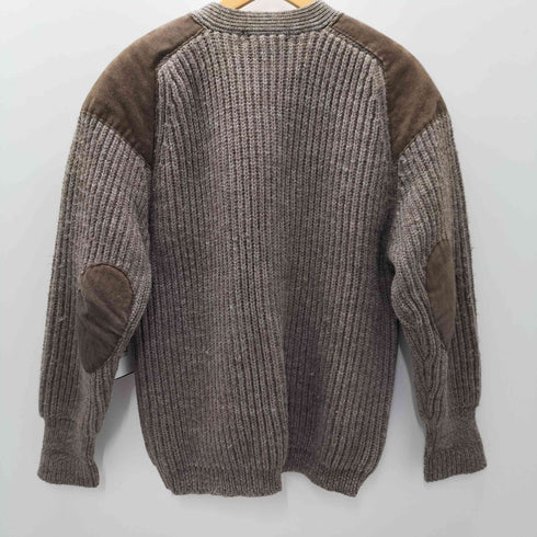 WARREN SCOTT 英国製 PURE NEW WOOL スウェード レザー パッチ ニット カーディガン メンズ import:M