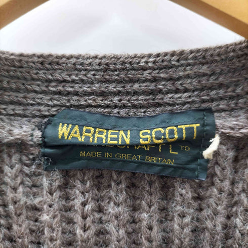 WARREN SCOTT 英国製 PURE NEW WOOL スウェード レザー パッチ ニット カーディガン メンズ import:M