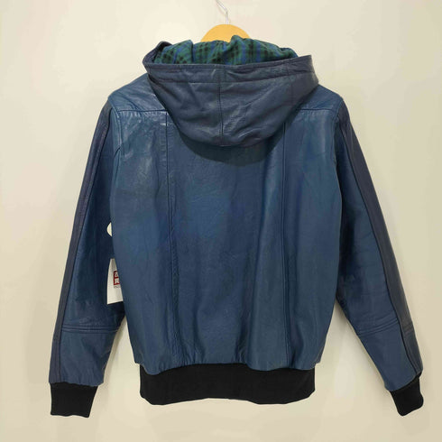 レザー ジップアップ フーデッド ジャケット メンズ 36