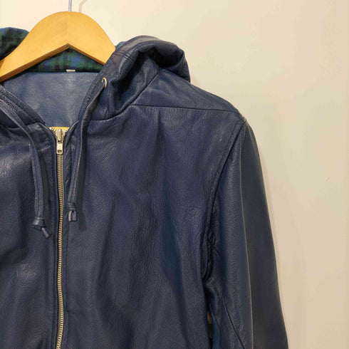 レザー ジップアップ フーデッド ジャケット メンズ 36