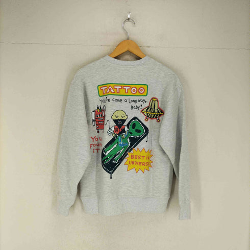 BIGWAVE BEST IN UNIVERSE TATTOO SWEATSHIRT (WHITE MELANGE) メンズ M