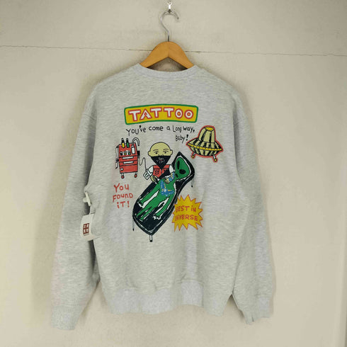 BIGWAVE BEST IN UNIVERSE TATTOO SWEATSHIRT (WHITE MELANGE) メンズ L