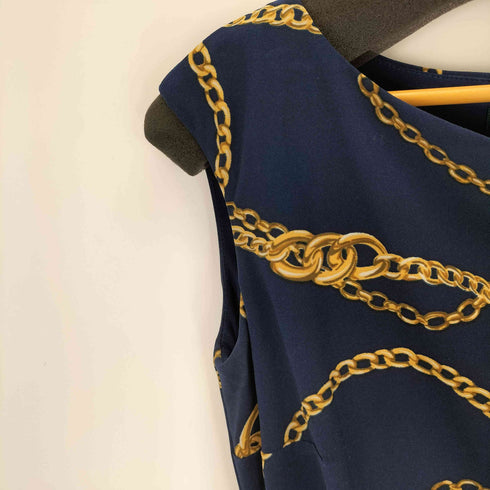 ローレンラルフローレン LAUREN RALPH LAUREN チェーン総柄 ノースリーブドレスワンピース レディース US:6