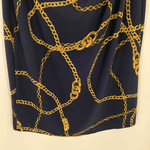 ローレンラルフローレン LAUREN RALPH LAUREN チェーン総柄 ノースリーブドレスワンピース レディース US:6