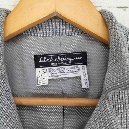 サルヴァトーレフェラガモ Salvatore Ferragamo レーヨン混 4ボタン テーラードジャケット レディース 42