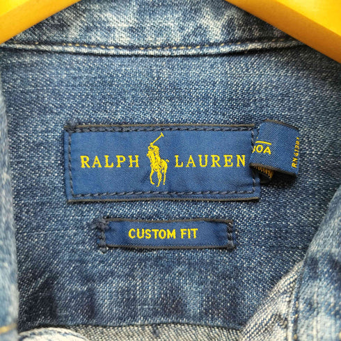 ラルフローレン RALPH LAUREN COSTOM FIT ポニー刺繍 デニムボタンダウンシャツ メンズ import:XS