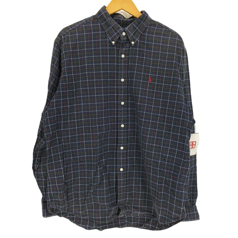ラルフローレン RALPH LAUREN 90S CLASSIC FIT タータンチェック ポニー刺繍 B.D L/S シャツ レディース import:XL