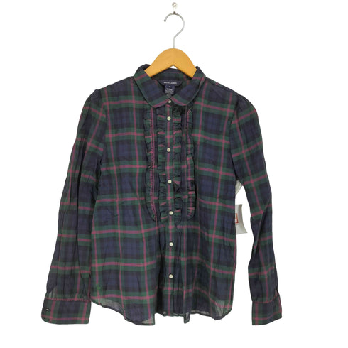 ラルフローレン RALPH LAUREN チェック柄 フリルシャツ レディース 16