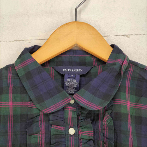 ラルフローレン RALPH LAUREN チェック柄 フリルシャツ レディース 16