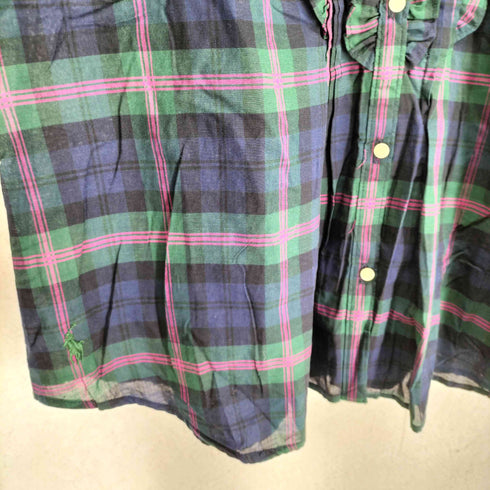 ラルフローレン RALPH LAUREN チェック柄 フリルシャツ レディース 16