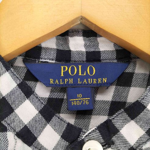 ポロラルフローレン POLO RALPH LAUREN チェック柄 プリーツデザイン バンドカラーシャツ レディース 10