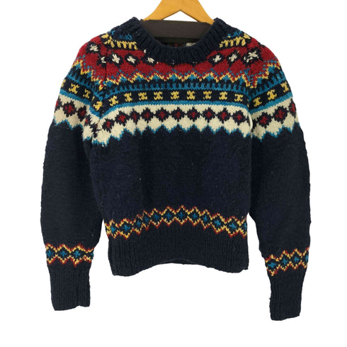 ビームス BEAMS 別注 CHAMULA Fair Isle Pullover メキシコ製 メリノ ウール 総柄 フェアアイル ノルディック クレイジー ニット セーター メンズ import:XS