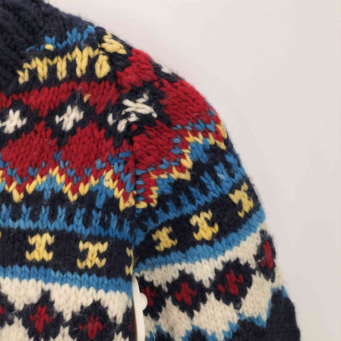 ビームス BEAMS 別注 CHAMULA Fair Isle Pullover メキシコ製 メリノ ウール 総柄 フェアアイル ノルディック クレイジー ニット セーター メンズ import:XS