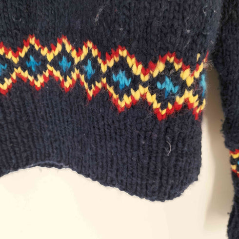 ビームス BEAMS 別注 CHAMULA Fair Isle Pullover メキシコ製 メリノ ウール 総柄 フェアアイル ノルディック クレイジー ニット セーター メンズ import:XS