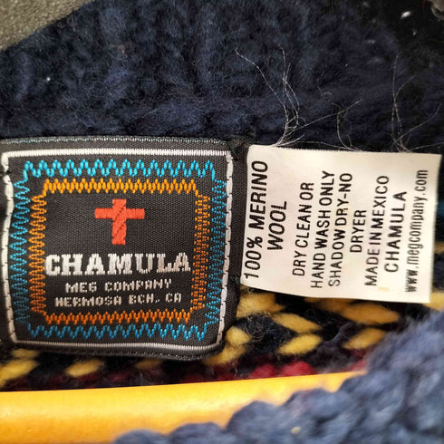 ビームス BEAMS 別注 CHAMULA Fair Isle Pullover メキシコ製 メリノ ウール 総柄 フェアアイル ノルディック クレイジー ニット セーター メンズ import:XS