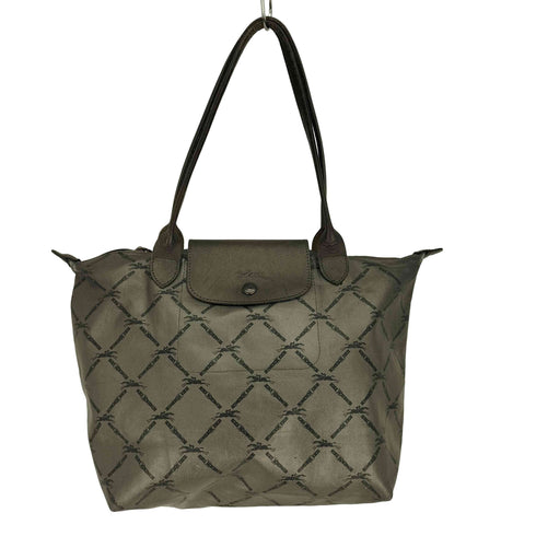 ロンシャン LONGCHAMP ロゴプリント エナメル レザー ハンドバック レディース