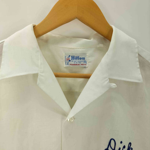 ヒルトン HILTON 70S USA製 両面 ベル 刺繍 S/S 開襟 オープンカラー ボーリング シャツ チェーン ステッチ メンズ import:M
