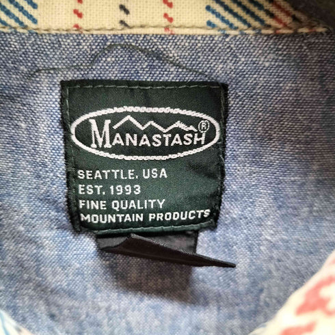マナスタッシュ MANASTASH コットンリネン フランネルシャツ メンズ import:L