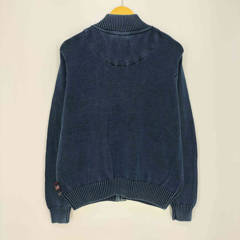 ORIGINAL BLUES ボックスロゴ刺繍 デニム地切替 ニットカーディガン メンズ import:L