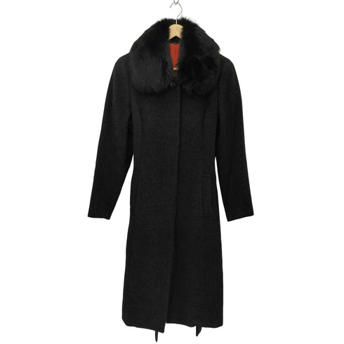LAVITA アンゴラ ウール混 フォックスファー ロングコート レディース JPN:38