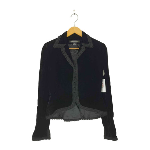 ラルフローレン RALPH LAUREN USA製 レース装飾 ベロアジャケット レディース 8