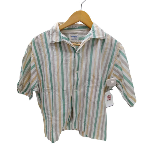Golden Key 60-70S 開襟 オープンカラー S/S ストライプ クロップド ボックス シャツ メンズ import:M