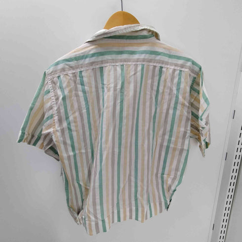 Golden Key 60-70S 開襟 オープンカラー S/S ストライプ クロップド ボックス シャツ メンズ import:M