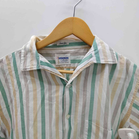 Golden Key 60-70S 開襟 オープンカラー S/S ストライプ クロップド ボックス シャツ メンズ import:M