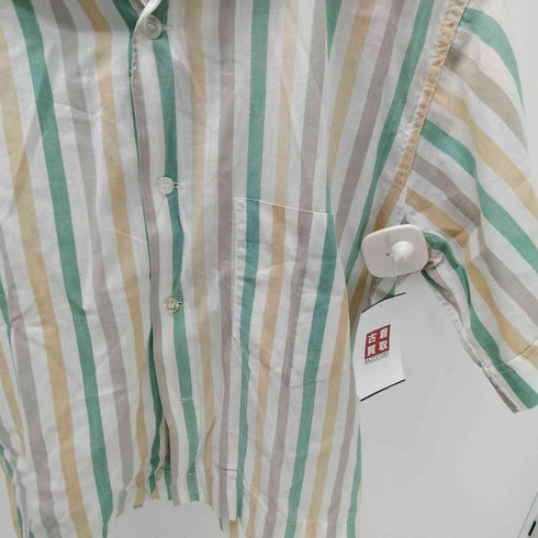 Golden Key 60-70S 開襟 オープンカラー S/S ストライプ クロップド ボックス シャツ メンズ import:M