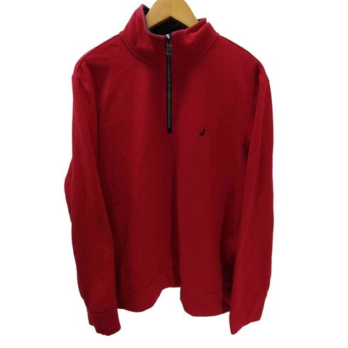 ノーティカ NAUTICA ロゴ 刺繍 ハーフジップ スタンドネック プルオーバー スウェット メンズ import:L