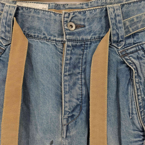 サカイ Sacai 18ss ウォッシュ加工 ベルテッド デニムショーツ メンズ 0