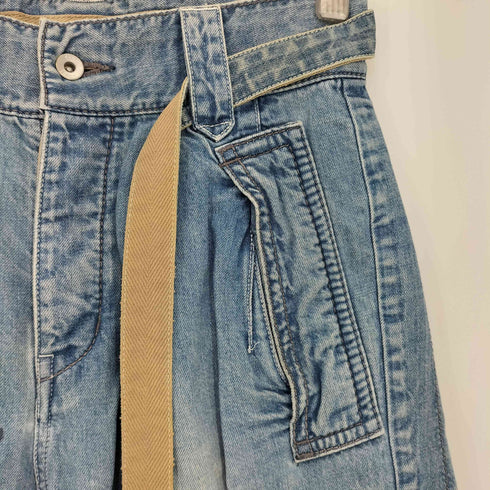 サカイ Sacai 18ss ウォッシュ加工 ベルテッド デニムショーツ メンズ 0